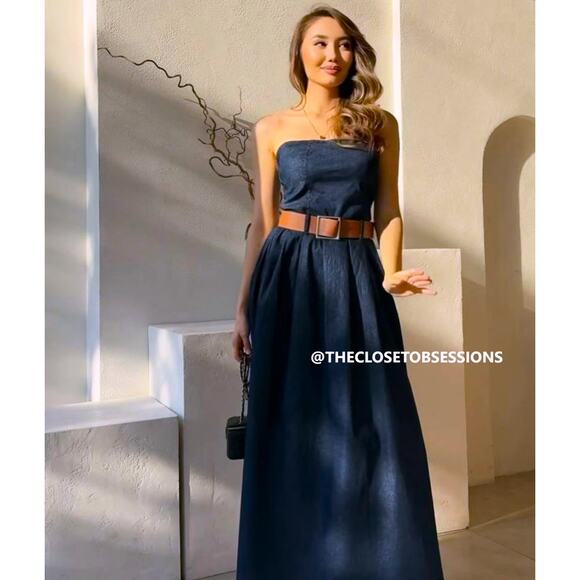 ZARA Blogger Fave Belted Strapless Dress NWT โจ Elegant A-Line Size M - Picture 13 of 16